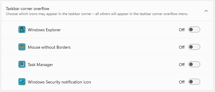 reset taskbar overflow notification icons