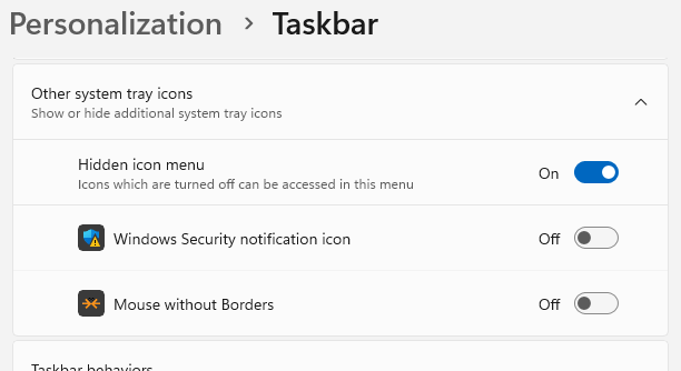 taskbar tray overflow remove single entry