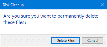 cleanmgr delete confirmation