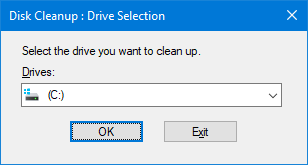 cleanmgr drive selection screen