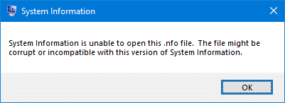 .nfo file system information utility error