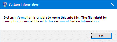 system information is unable to open this nfo file