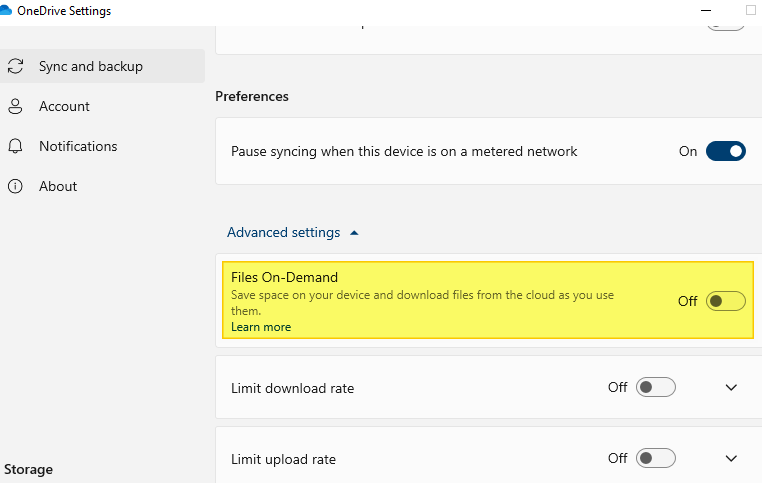 onedrive disable files on demand