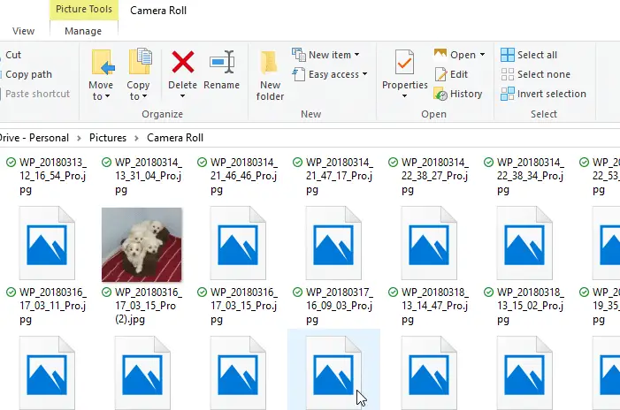 thumbnail previews don't show in onedrive folders