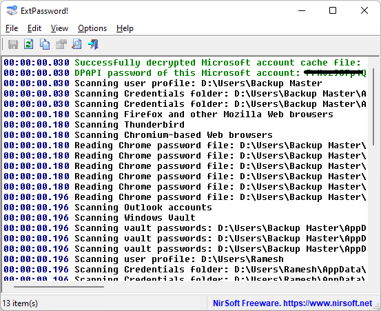 extpassword log