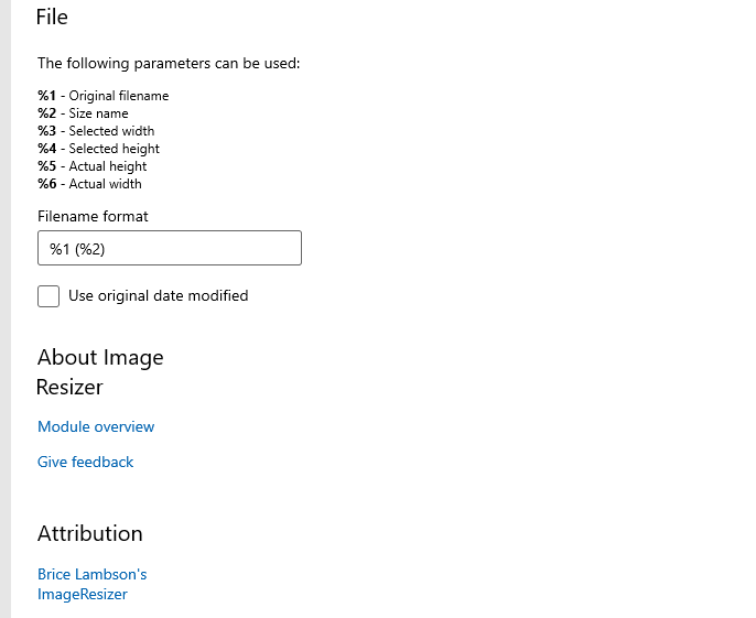 powertoys settings page