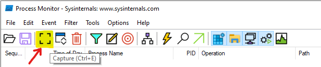 Process Monitor start capturing