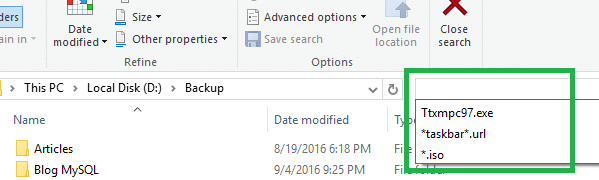 clear file explorer search history