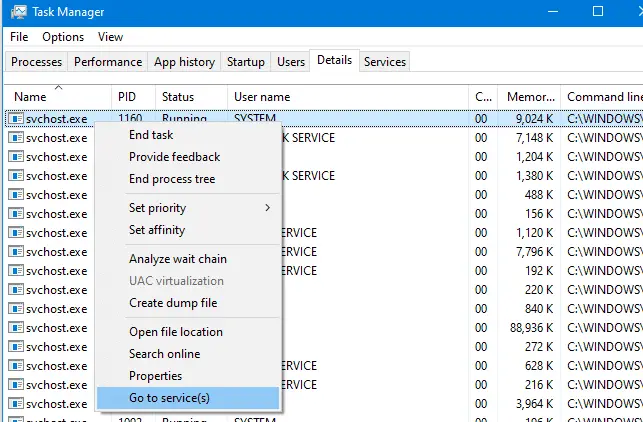view services running under svchost.exe