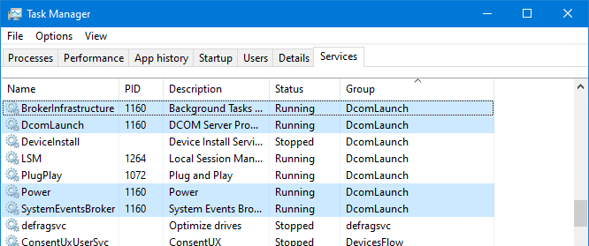 view services running under svchost.exe