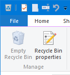 empty recycle bin - ribbon