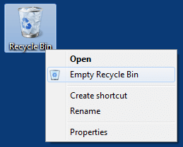 Emply Recycle bin menu