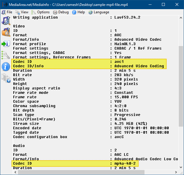 check what codec is used