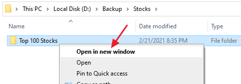 folders open new window fix
