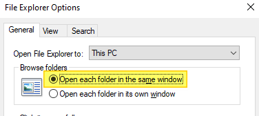 folders open new window fix