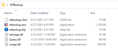 ntbackup files list