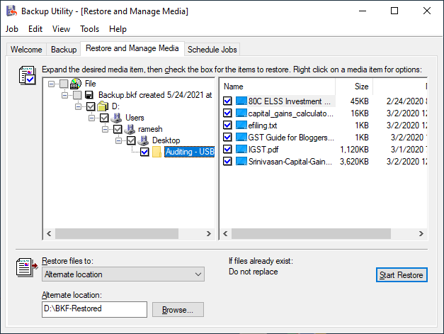 restore bkf ntbackup in windows 10