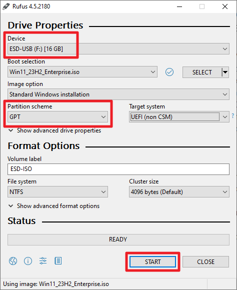 rufus create usb setup disk from windows 10 or 11 iso