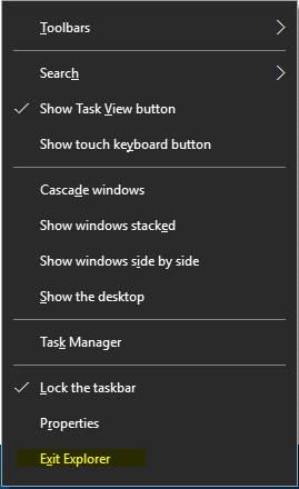 exit explorer windows 10