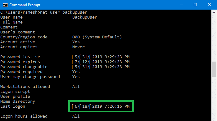 last logon date for all user accounts local computer - net user