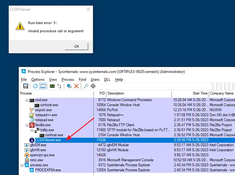 process explorer find window handle - drag and drop