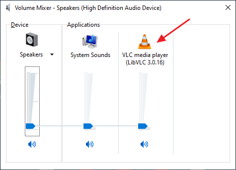 volume mixer - program name