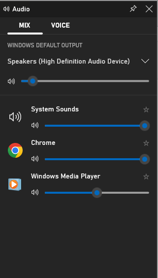 volume mixer - game bar