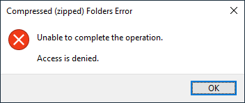 temp variable set - zip folder access denied