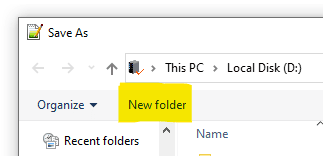 "new folder" command in explorer toolbar not working