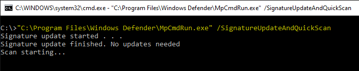 параметры командной строки защитника Windows