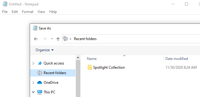 recent places or recent folders pin to quick access