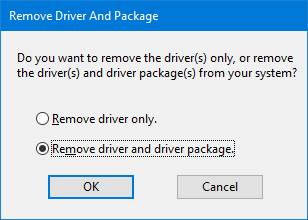 remove driver and driver package via print server properties