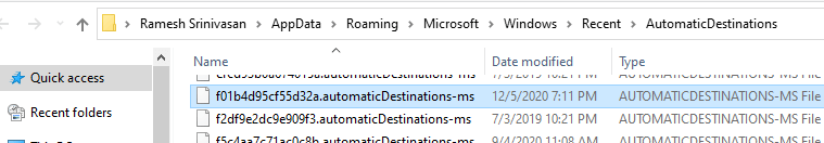 quick access automaticDestinations-ms