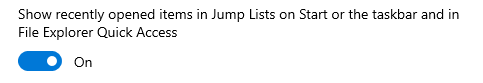 show recent files jumplists in quick access and explorer