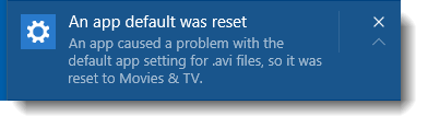 app default was reset