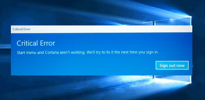 меню Пуск Windows 10 не работает