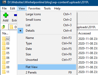 7-zip flat view 