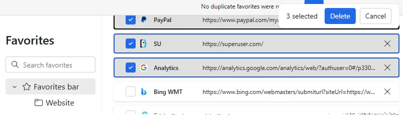 edge delete bookmarks in bulk