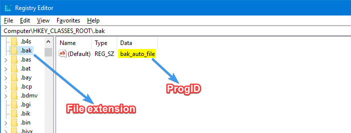 find progid for a file type registry
