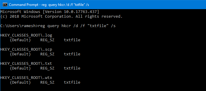 reg query progid association