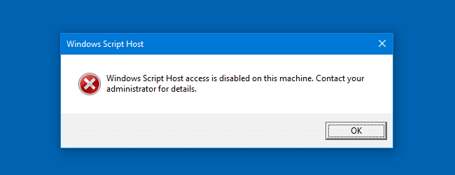 windows script host access is disabled