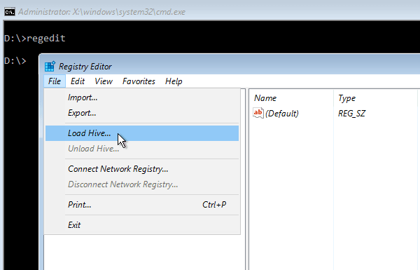load hive registry editor SAM - windows re