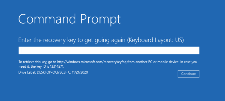 windows re bitlocker recovery prompt