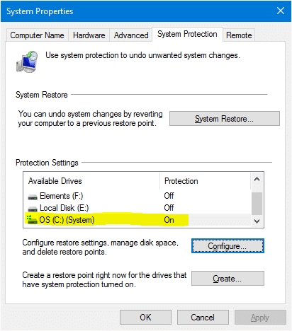 create restore point or rollback previous