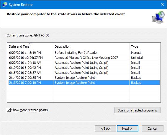 create restore point or rollback previous