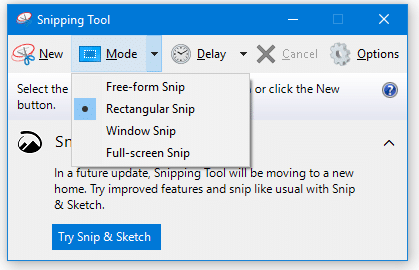 Make Snipping Tool Default to New Snip when Launched