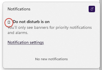 Weird symbol appears in place of the Notifications icon.