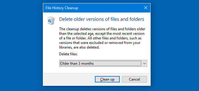 How to Cleanup Older File History Backups in Windows 10