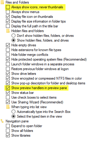 Thumbnails Previews Not Showing up in File Explorer