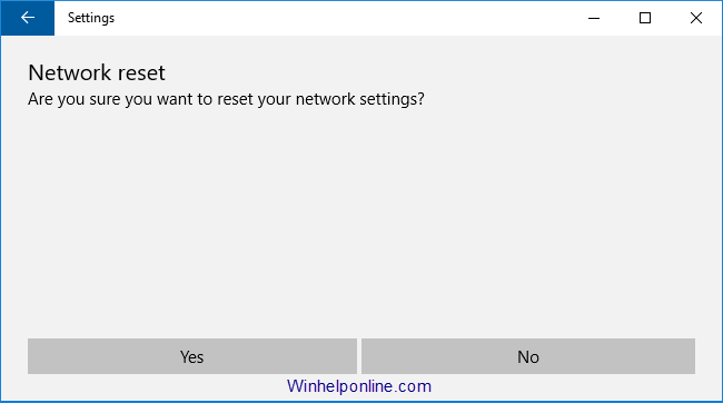 windows 10 network reset